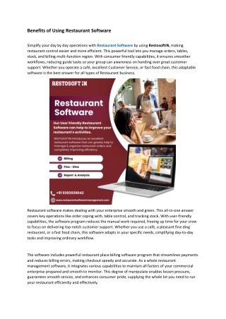 Benefits of Using Restaurant Software