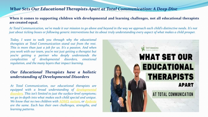 what sets our educational therapists apart