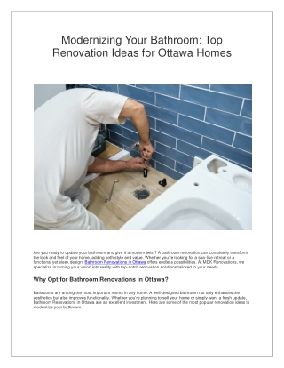 Innovative Bathroom Renovations in Ottawa for every style