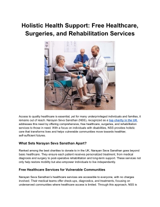 Holistic Health Support_ Free Healthcare, Surgeries, and Rehabilitation Services