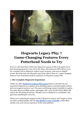 Hogwarts Legacy PS5_ 7 Game-Changing Features Every Potterhead Needs to Try