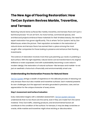 The New Age of Flooring Restoration_ How TerCon System Revives Marble, Travertine, and Terrazzo