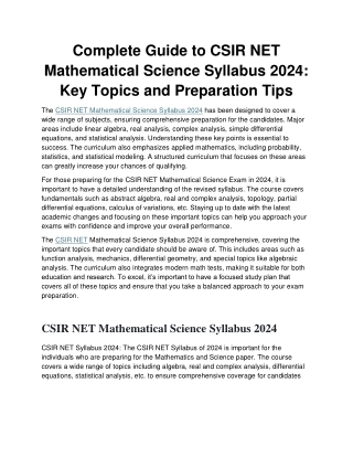 complete guide to csir net mathematical science