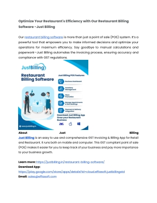 Restaurant Billing Software