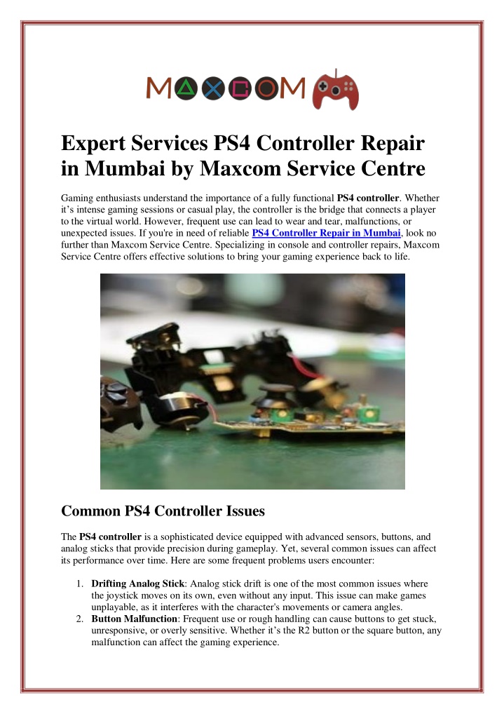 expert services ps4 controller repair in mumbai