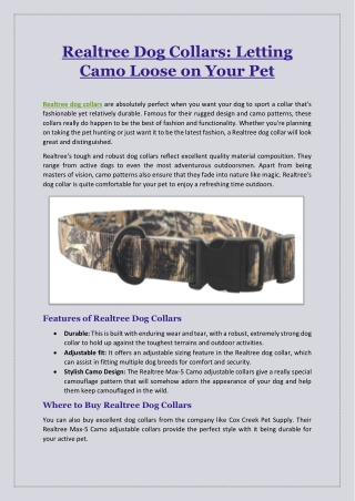 Realtree Dog Collars Letting Camo Loose on Your Pet