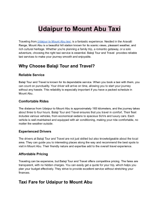 udaipur to mount abu taxi