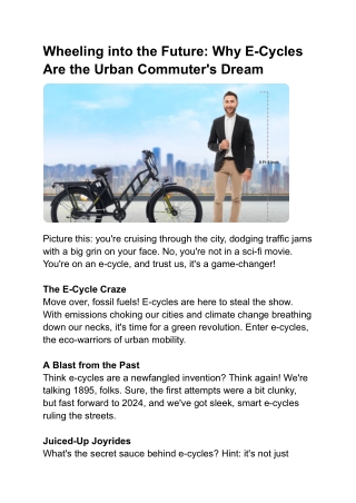 wheeling into the future why e cycles