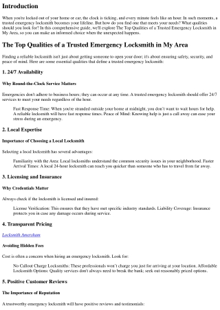 The Top Qualities of a Trusted Emergency Locksmith in My Area