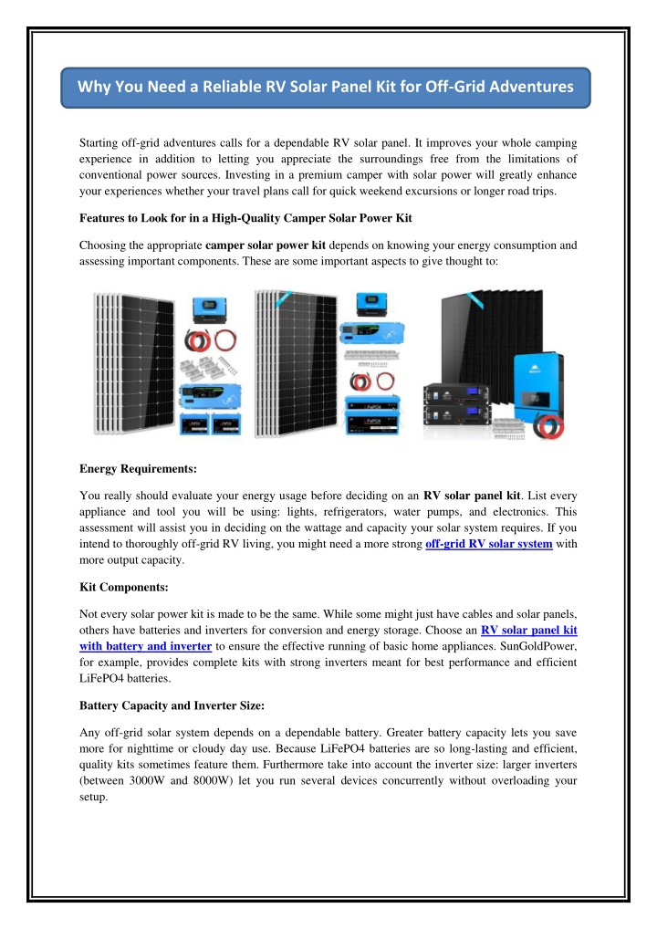 why you need a reliable rv solar panel