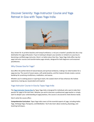 Yoga Instructor Course Goa