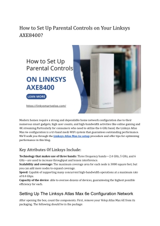 How to Set Up Parental Controls on Your Linksys AXE8400