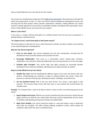 how to create effective scrum user stories