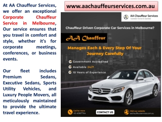 Corporate Chauffeur Service Melbourne – Premium Corporate Car Hire