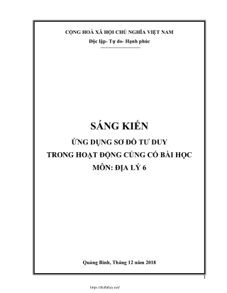 Ứng dụng sơ đồ tư duy trong hoạt động củng cố bài học - Môn Địa lí 6