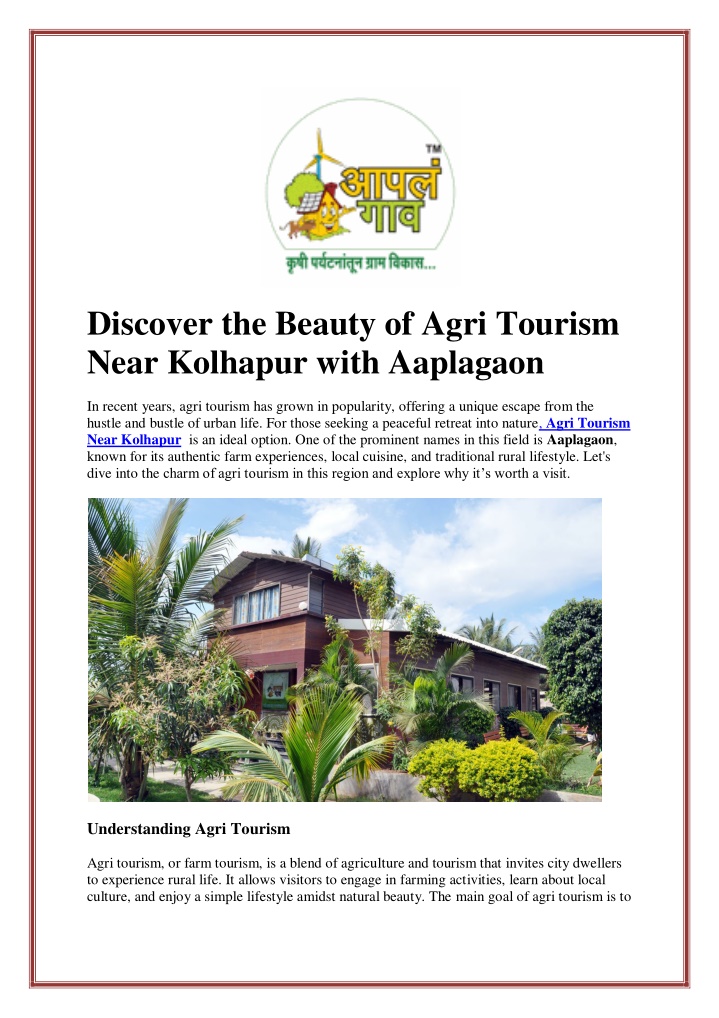 discover the beauty of agri tourism near kolhapur