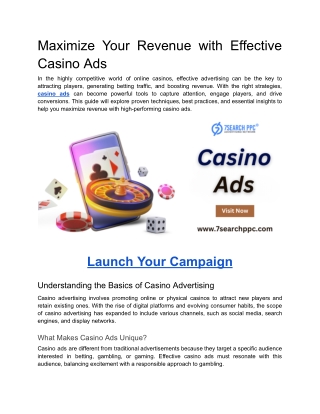 Maximize Your Revenue with Effective Casino Ads