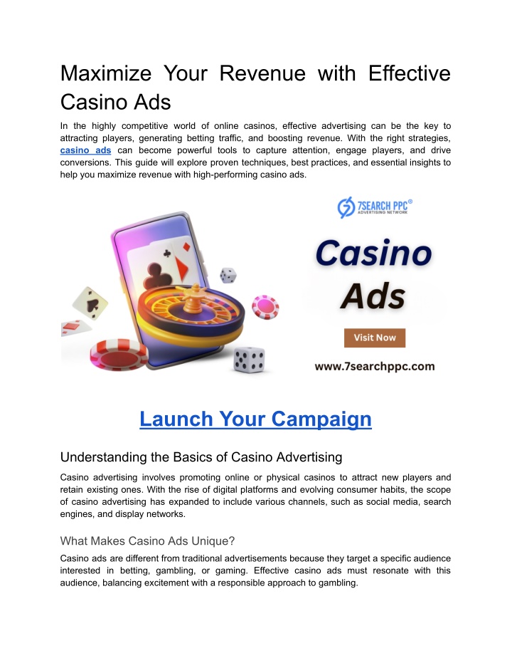 maximize your revenue with effective casino ads