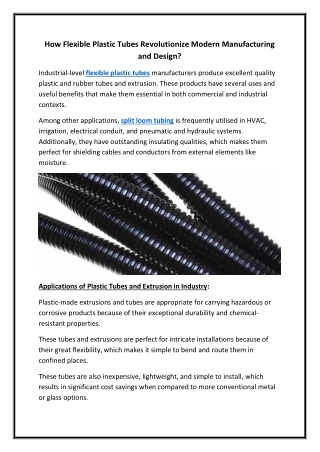 How Flexible Plastic Tubes Revolutionize Modern Manufacturing and Design