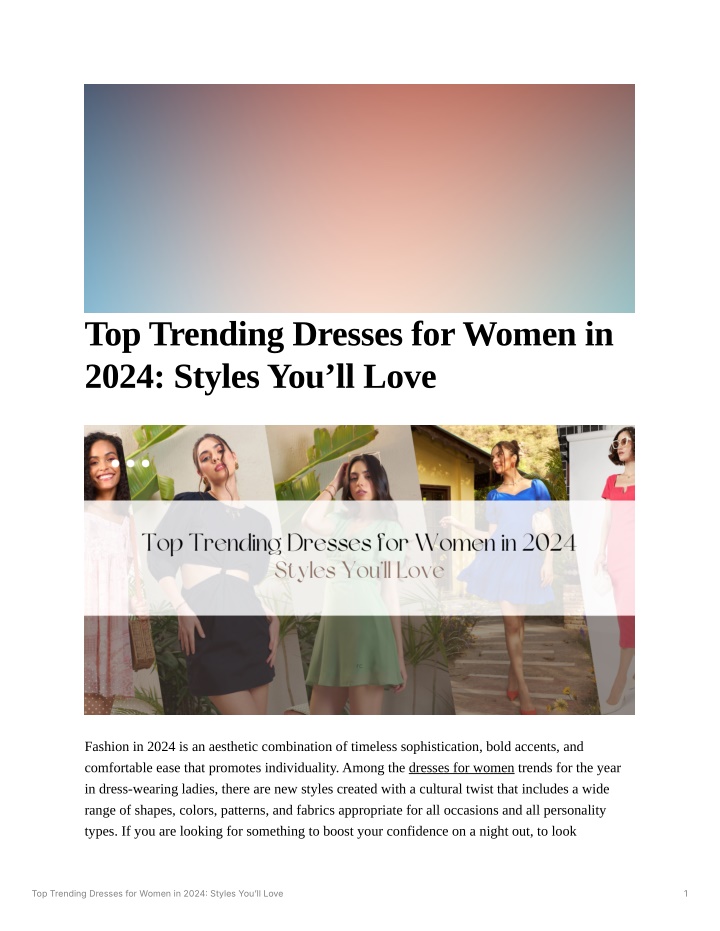 top trending dresses for women in 2024 styles