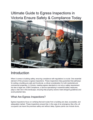 Ultimate Guide to Egress Inspections in Victoria Ensure Safety & Compliance Today