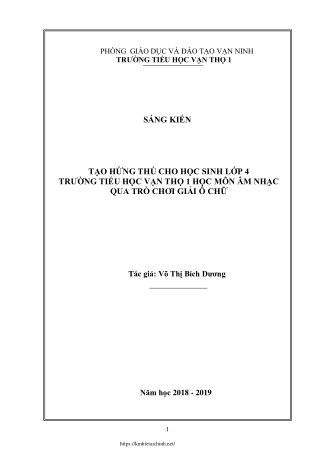 Tạo hứng thú cho học sinh Lớp 4 học môn Âm nhạc qua trò chơi giải ô chữ