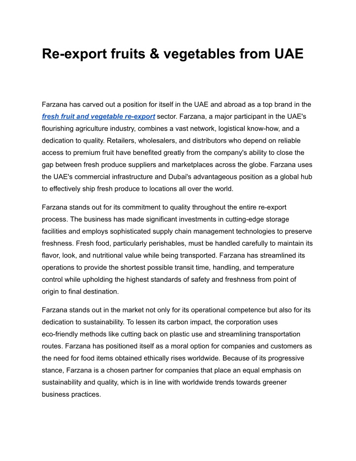 re export fruits vegetables from uae