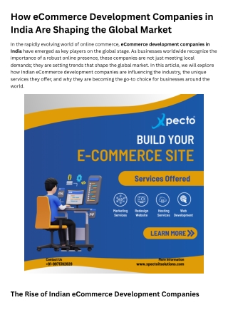 How eCommerce Development Companies in India Are Shaping the Global Market