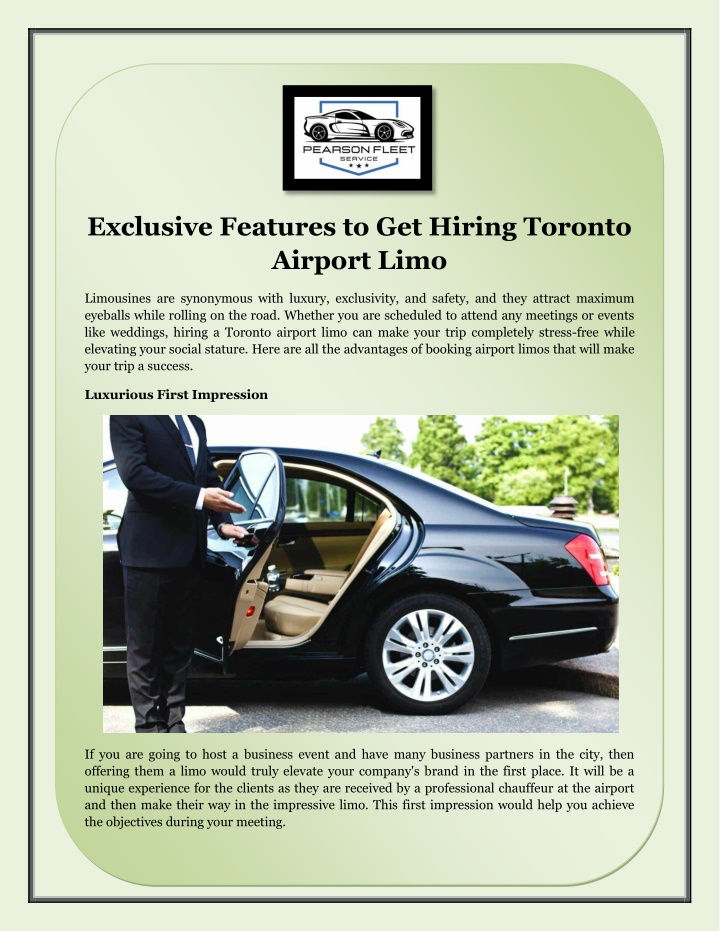 exclusive features to get hiring toronto airport