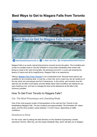 Best Ways to Get to Niagara Falls from Toronto