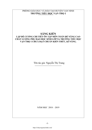 Lập đề cương chi tiết ôn tập môn Toán nâng cao chất lượng phụ đạo HS Lớp 5A
