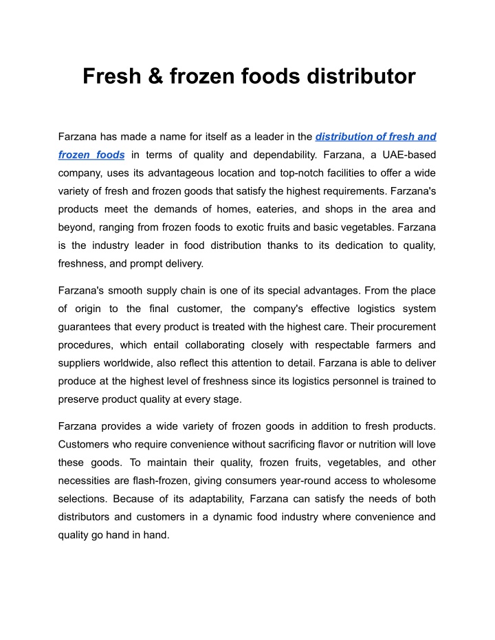 fresh frozen foods distributor