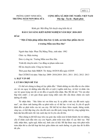 Một số biện pháp nhằm đảm bảo vệ sinh, an toàn thực phẩm cho trẻ