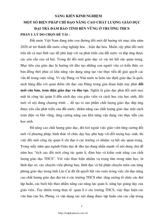 Nâng cao chất lượng giáo dục đại trà đảm bảo tính bền vững ở vùng sâu vùng xa