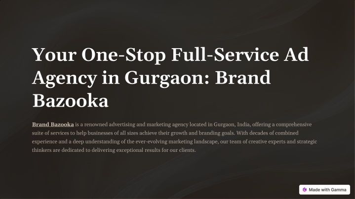 your one stop full service ad agency in gurgaon