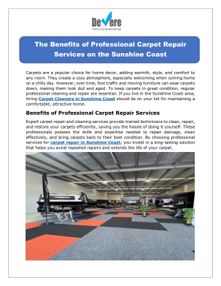 The Benefits of Professional Carpet Repair Services on the Sunshine Coast