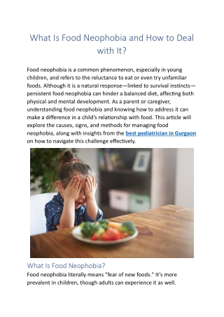 what is food neophobia and how to deal with it