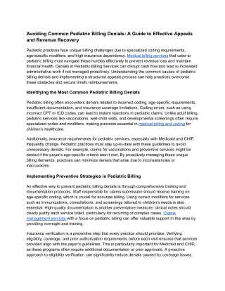 avoiding common pediatric billing denials a guide