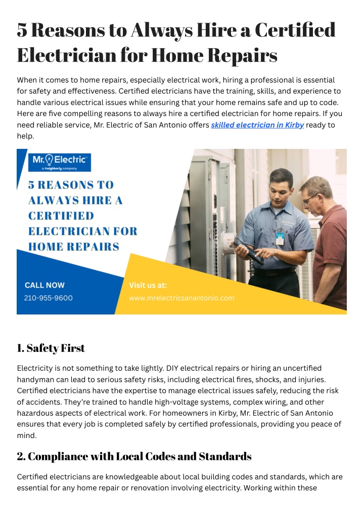 5 reasons to always hire a certified electrician