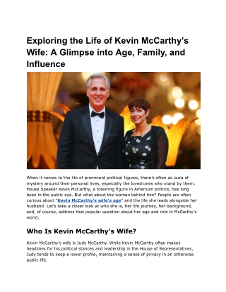 Exploring the Life of Kevin McCarthy’s Wife_ A Glimpse into Age, Family, and Influence