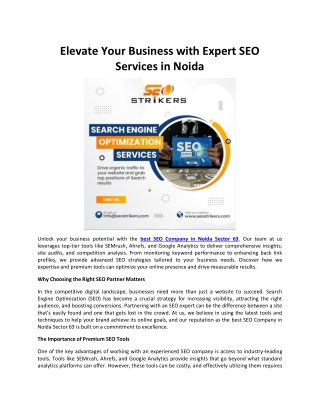 Elevate Your Business with Expert SEO Services in Noida