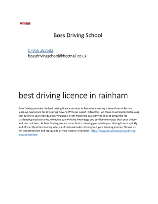best driving lessons course east london uk by Boss Driving