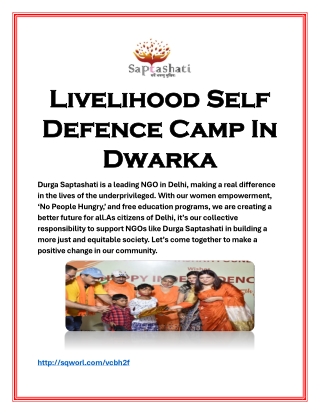 Livelihood Self Defence Camp In Dwarka