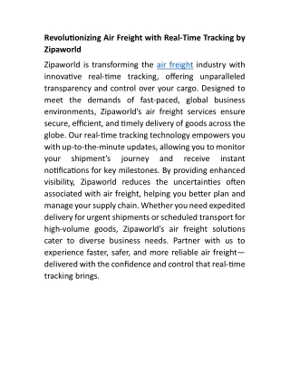 revolu onizing air freight with real time