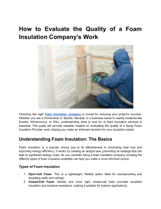 how to evaluate the quality of a foam insulation
