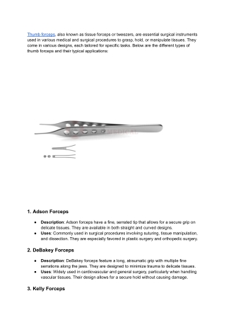 thumb forceps also known as tissue forceps