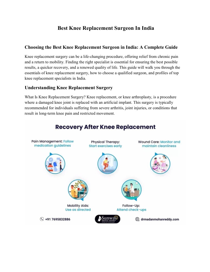 best knee replacement surgeon in india