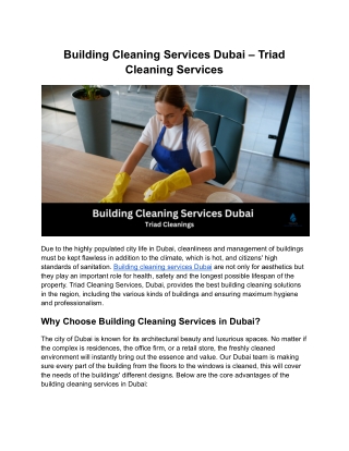 Building cleaning services Dubai