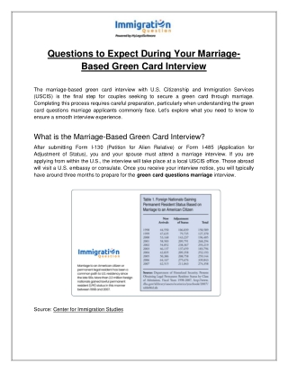 ImmigrationQuestion.com- Questions to Expect During Your Marriage-Based Green Ca