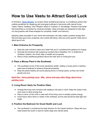 how to use vastu to attract good luck